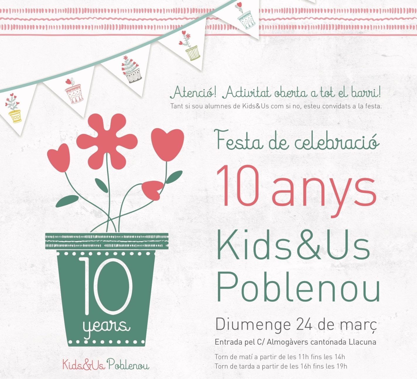 24 de març: Arriba la festa del 10è aniversari de Kids&Us Poblenou!